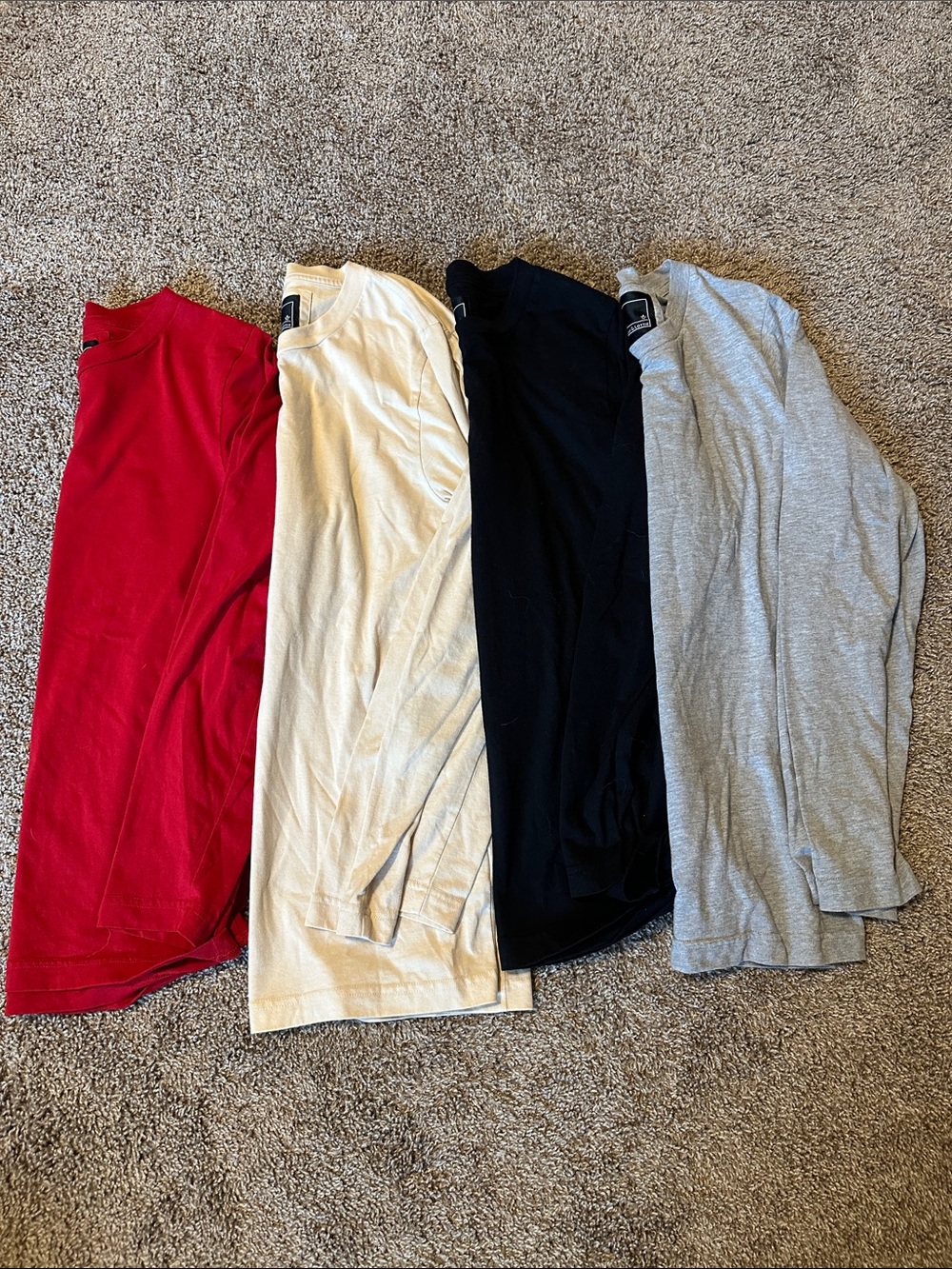 Women's Long Sleeve Basic Tees - Red, White, Black, Gray